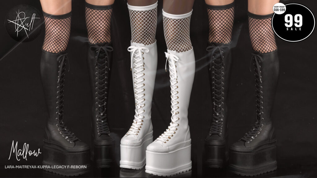 Mallow Boots - Inithium/Legacy/Maitreya/Reborn/+mods	&lt;a href=&quot;http://maps.secondlife.com/secondlife/Cult%20Coven/129/75/33&quot; target=&quot;_blank&quot;&gt;Teleport&lt;/a&gt;