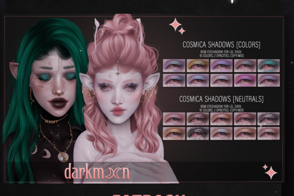 Cosmica Shadows - Evo X, L$300 each/L$550 FP