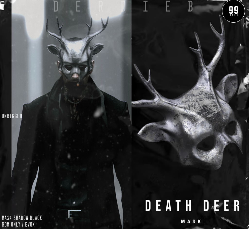 Death Deer Mask	&lt;a href=&quot;http://maps.secondlife.com/secondlife/Lockheart/212/73/3701&quot; target=&quot;_blank&quot;&gt;Teleport&lt;/a&gt;