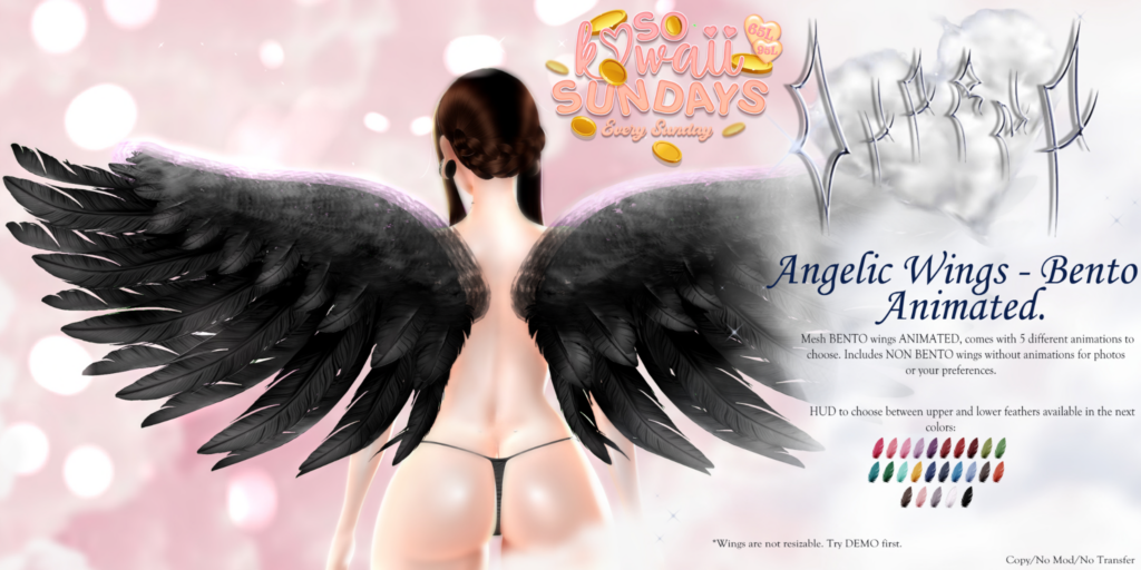 Angelic Wings	&lt;a href=&quot;http://maps.secondlife.com/secondlife/Ancient%20Sanctuary/62/218/1704&quot; target=&quot;_blank&quot;&gt;Teleport&lt;/a&gt;