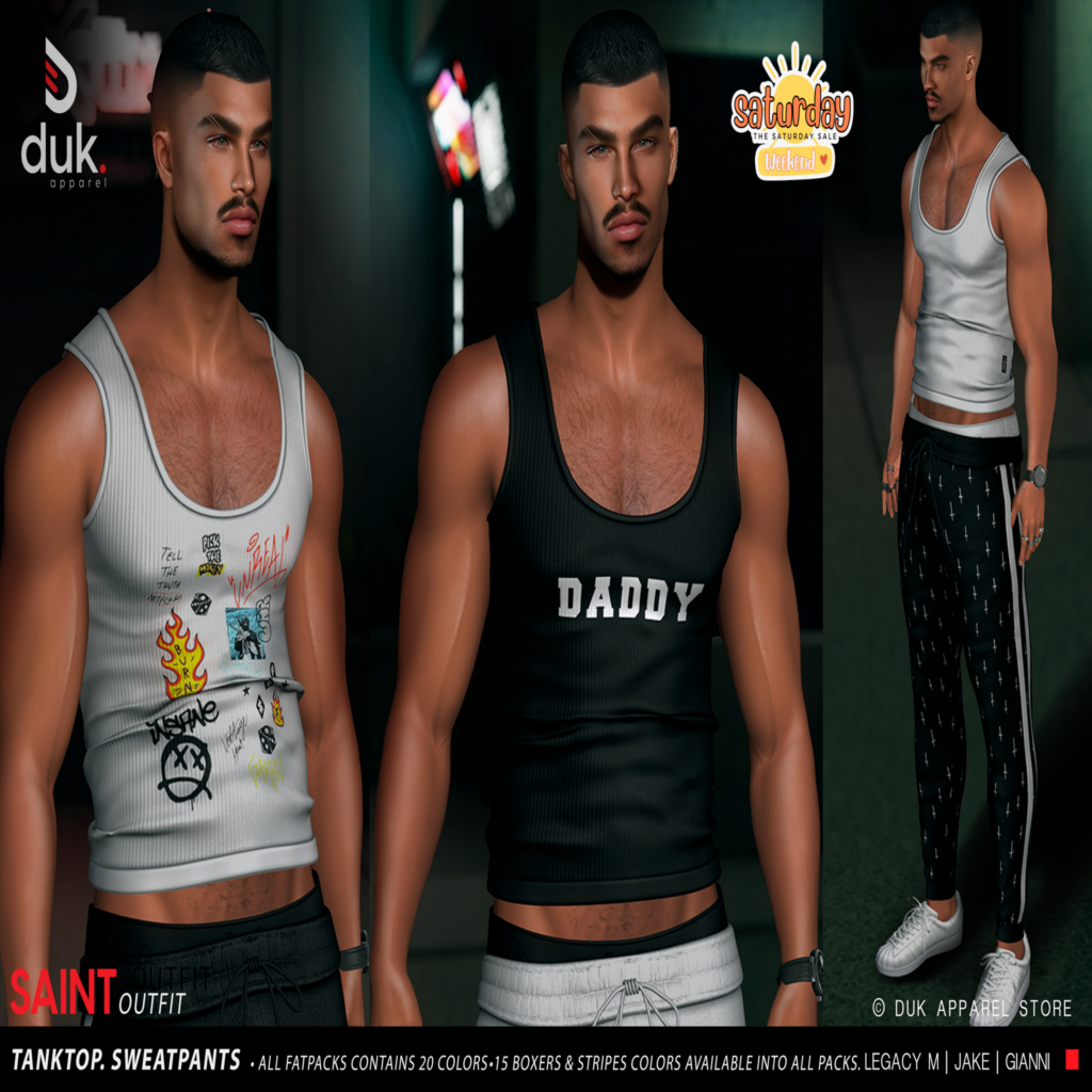 Saint Outfit - Gianni/Jake/Legacy	&lt;a href=&quot;http://maps.secondlife.com/secondlife/Heartbreak/139/143/94&quot; target=&quot;_blank&quot;&gt;Teleport&lt;/a&gt;