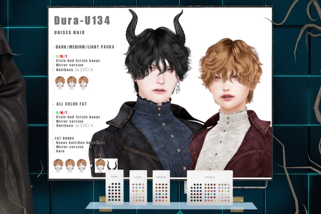 U134 Hairstyle &amp; Hairbase - EvoX, L$380 each/L$790 FP