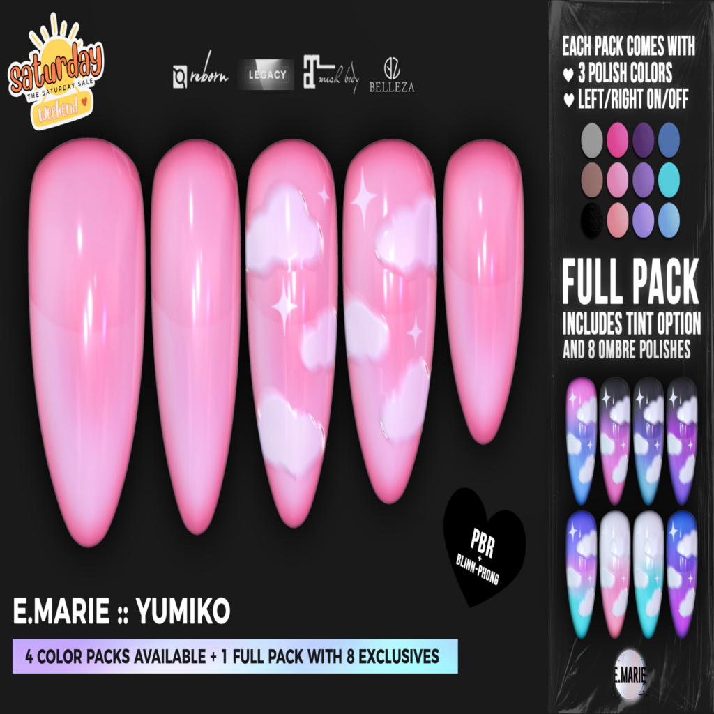 Yumiko Nails - GenX/Legacy/Maitreya/Reborn	&lt;a href=&quot;http://maps.secondlife.com/secondlife/xoxo/86/130/41&quot; target=&quot;_blank&quot;&gt;Teleport&lt;/a&gt;
