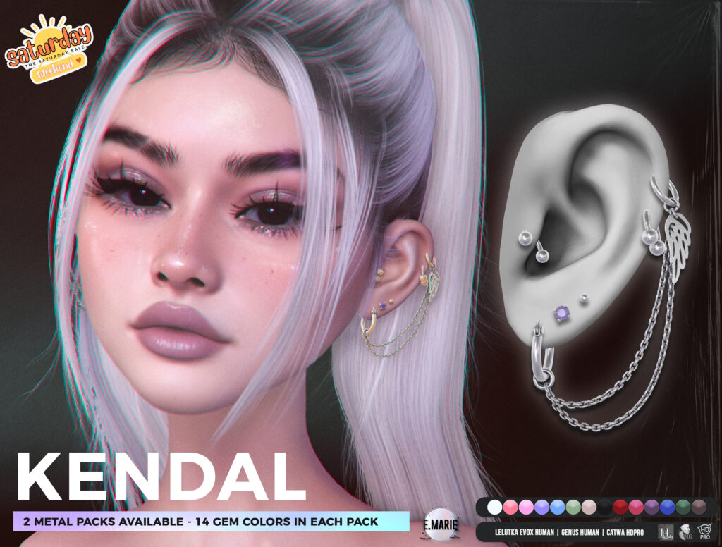 Kendal Earring - Catwa/EvoX Human/Genus Human	&lt;a href=&quot;http://maps.secondlife.com/secondlife/xoxo/86/130/41&quot; target=&quot;_blank&quot;&gt;Teleport&lt;/a&gt;
