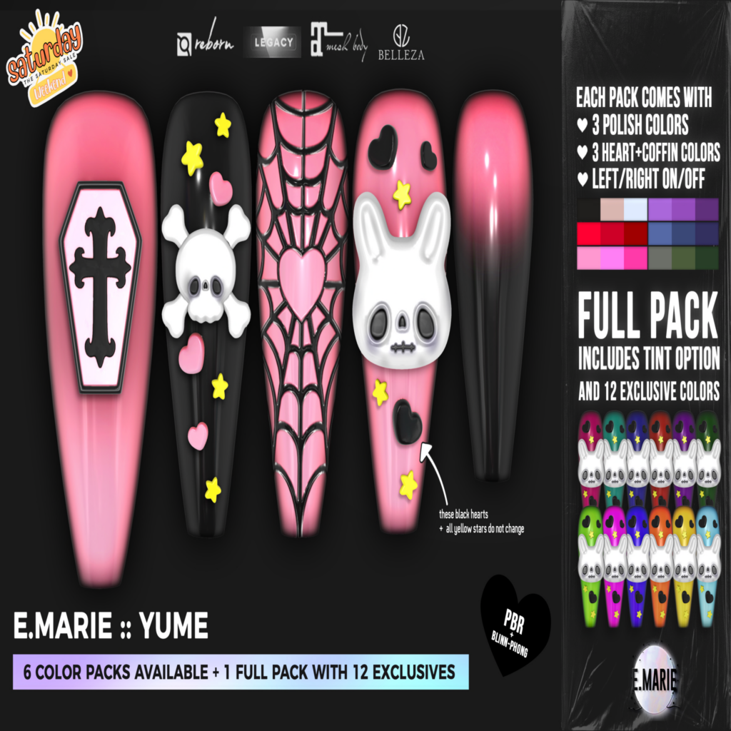 Yume Mesh Nails - GenX/Legacy/Maitreya/Reborn	&lt;a href=&quot;http://maps.secondlife.com/secondlife/xoxo/86/130/41&quot; target=&quot;_blank&quot;&gt;Teleport&lt;/a&gt;