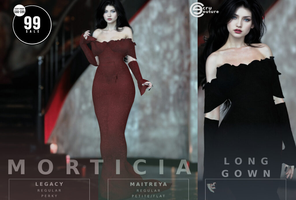 Morticia Long Gown - Legacy/Maitreya/+mods	&lt;a href=&quot;http://maps.secondlife.com/secondlife/Genepy/185/141/47&quot; target=&quot;_blank&quot;&gt;Teleport&lt;/a&gt;