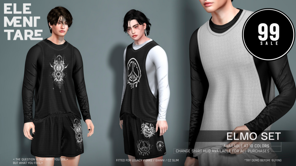 Elmo Set - CZ Slim/Gianni/Jake/Legacy	&lt;a href=&quot;http://maps.secondlife.com/secondlife/Heartbreak/116/99/100&quot; target=&quot;_blank&quot;&gt;Teleport&lt;/a&gt;