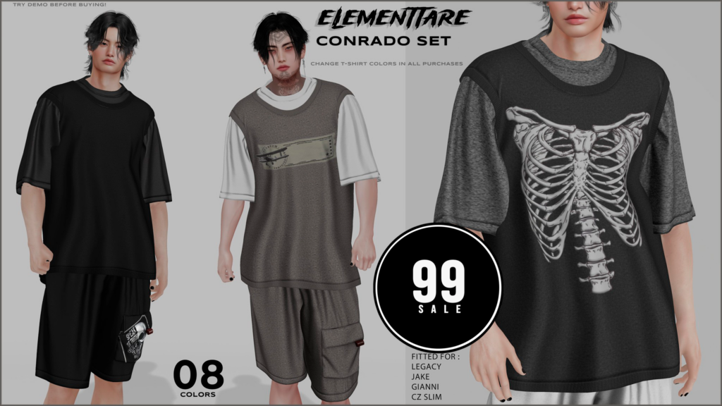 Conrado Set - CZ Slim/Gianni/Jake/Legacy	&lt;a href=&quot;http://maps.secondlife.com/secondlife/Heartbreak/131/129/166&quot; target=&quot;_blank&quot;&gt;Teleport&lt;/a&gt;