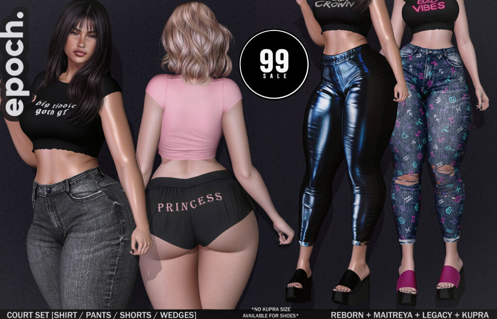 Court Shirt, Pants, Shorts, &amp; Wedges - Inithium/Legacy/Maitreya/Reborn	&lt;a href=&quot;http://maps.secondlife.com/secondlife/Chaotic%20Good/150/169/476&quot; target=&quot;_blank&quot;&gt;Teleport&lt;/a&gt;
