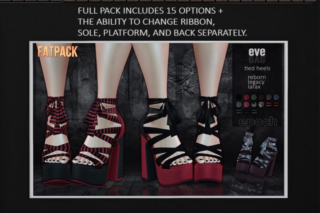Eve Heels - Legacy/MaitreyaX/Reborn, L$225 each/L$525 FP