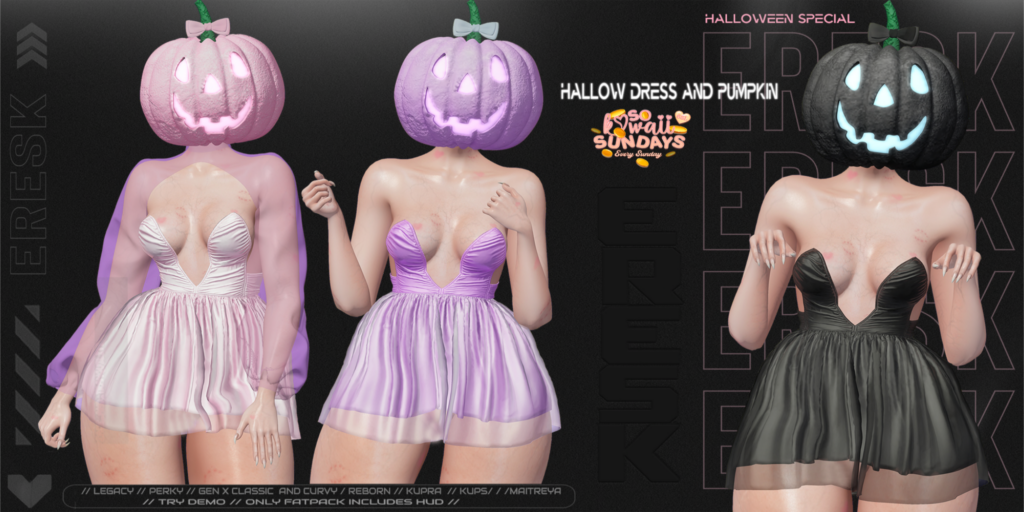 Hallow Dress &amp; Pumpkin Accessory - GenX/Inithium/Legacy/Maitreya/Reborn/+mods	&lt;a href=&quot;http://maps.secondlife.com/secondlife/Rapturous%20Isle/71/197/22&quot; target=&quot;_blank&quot;&gt;Teleport&lt;/a&gt;