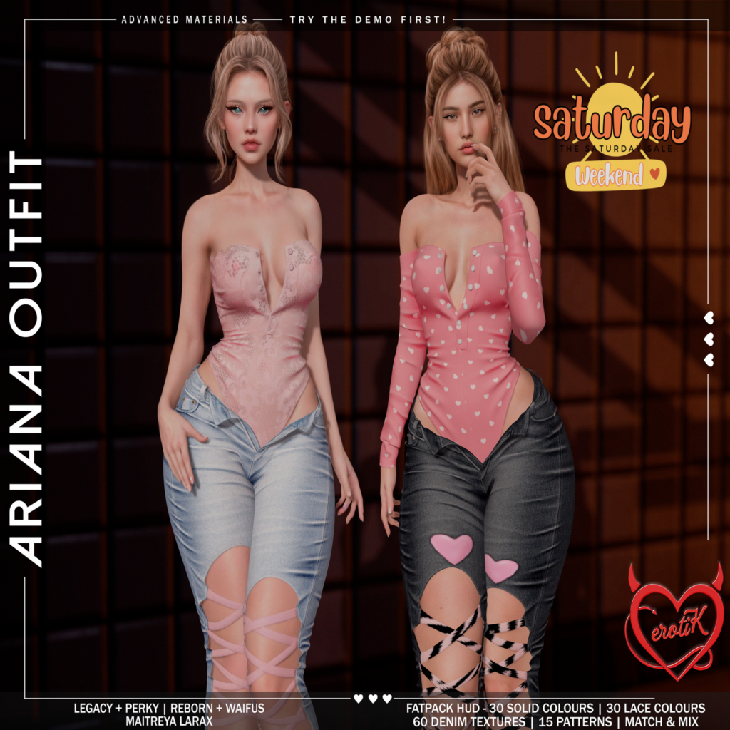 Ariana Outfit - Legacy/MaitreyaX/Reborn/+mods	&lt;a href=&quot;http://maps.secondlife.com/secondlife/WIP/110/141/1501&quot; target=&quot;_blank&quot;&gt;Teleport&lt;/a&gt;