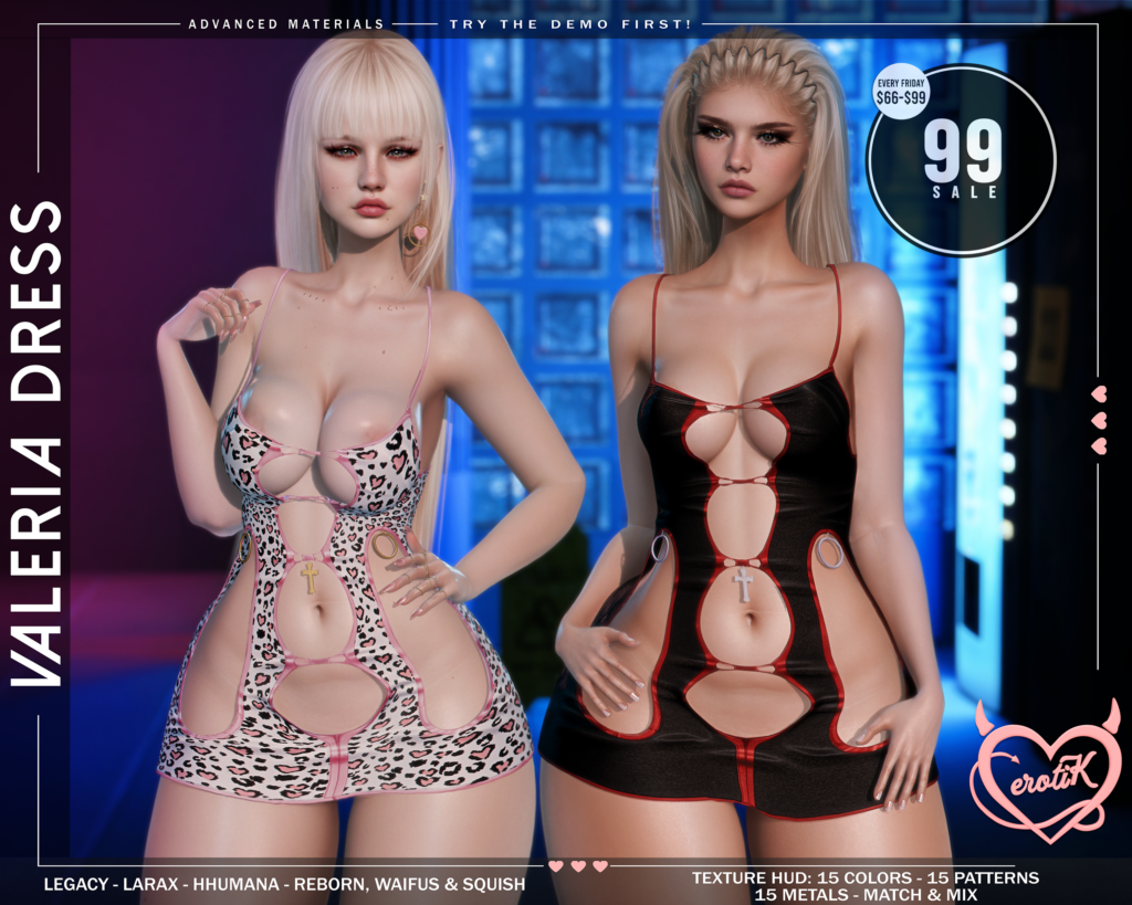 Valeria Dress - Legacy/MaitreyaX/Nhumana/Reborn/+mods	&lt;a href=&quot;http://maps.secondlife.com/secondlife/WIP/110/141/1501&quot; target=&quot;_blank&quot;&gt;Teleport&lt;/a&gt;
