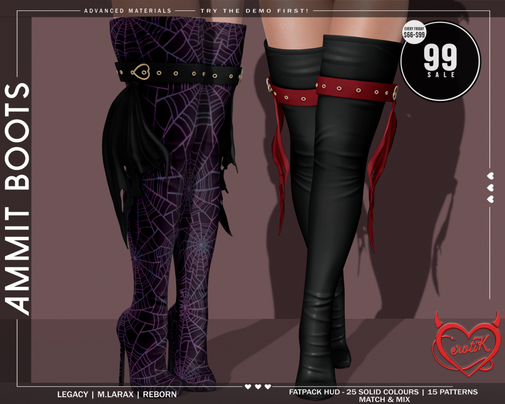 Ammit Boots - Legacy/MaitreyaX/Reborn	&lt;a href=&quot;http://maps.secondlife.com/secondlife/WIP/110/141/1501&quot; target=&quot;_blank&quot;&gt;Teleport&lt;/a&gt;