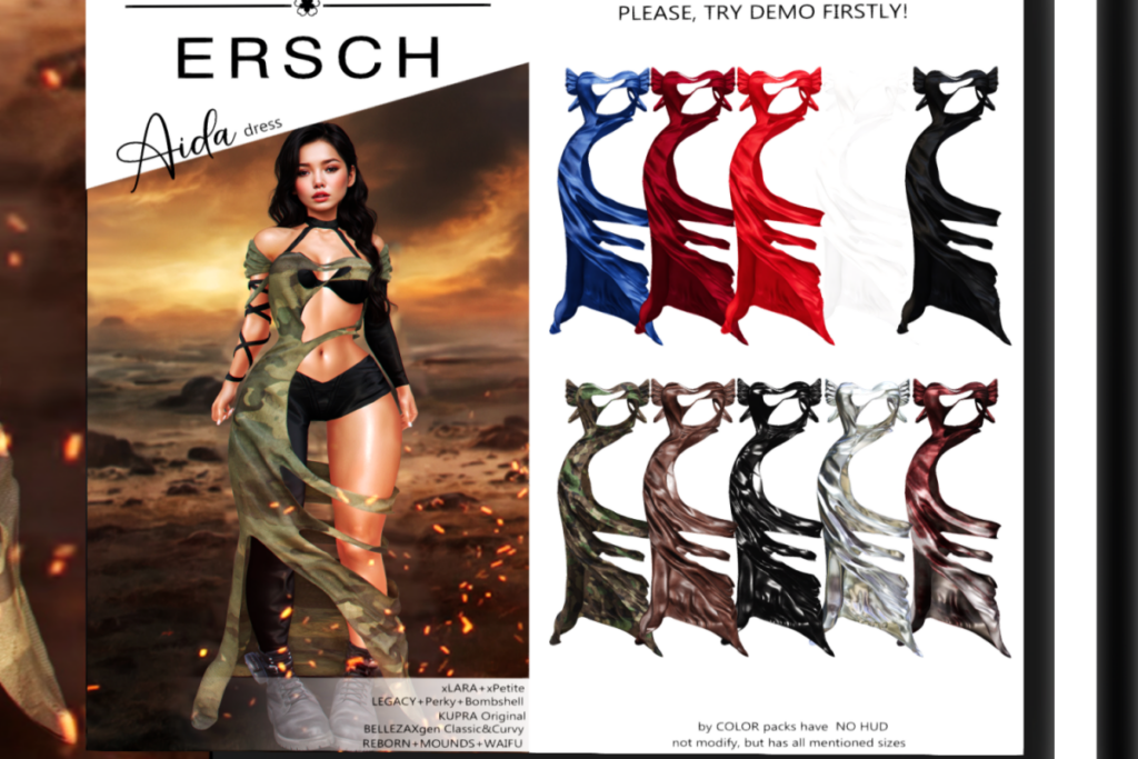 Aida Dress - GenX/Inithium/Legacy/MaitreyaX/Reborn/+mods, L$249 each/L$999 FP