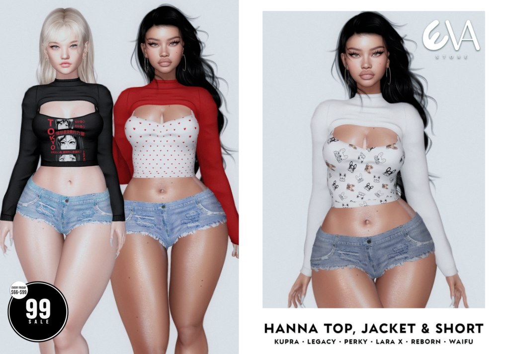Hanna Top, Jacket, &amp; Shorts - Inithium/Legacy/MaitreyaX/Reborn/+mods	&lt;a href=&quot;http://maps.secondlife.com/secondlife/ELEVEN/182/185/32&quot; target=&quot;_blank&quot;&gt;Teleport&lt;/a&gt;