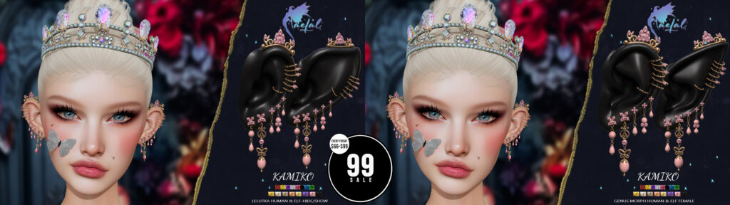 Kamiko Earrings - EvoX Elf+Human/Genus Morph Elf+Human	&lt;a href=&quot;http://maps.secondlife.com/secondlife/Cult%20Coven/69/145/21&quot; target=&quot;_blank&quot;&gt;Teleport&lt;/a&gt;
