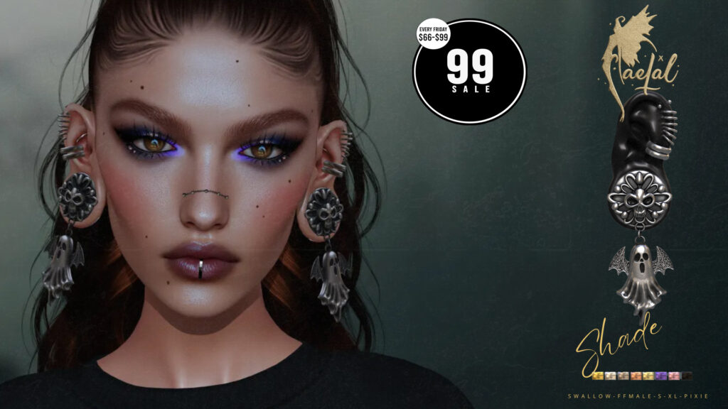 Shade Earrings - Swallow Gauged Ears Female Pixie+S+XL	&lt;a href=&quot;http://maps.secondlife.com/secondlife/Cult%20Coven/69/145/21&quot; target=&quot;_blank&quot;&gt;Teleport&lt;/a&gt;