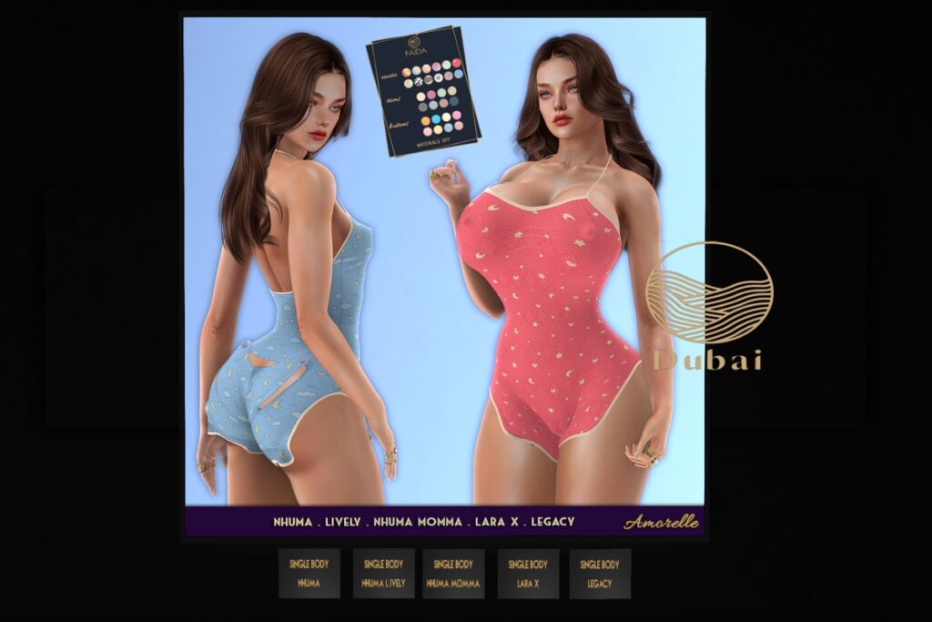 Amorelle Bodysuit - Legacy/MaitreyaX/Nhumana/+mods, L$199 each/L$599 each Body Pack/L$1999 MP