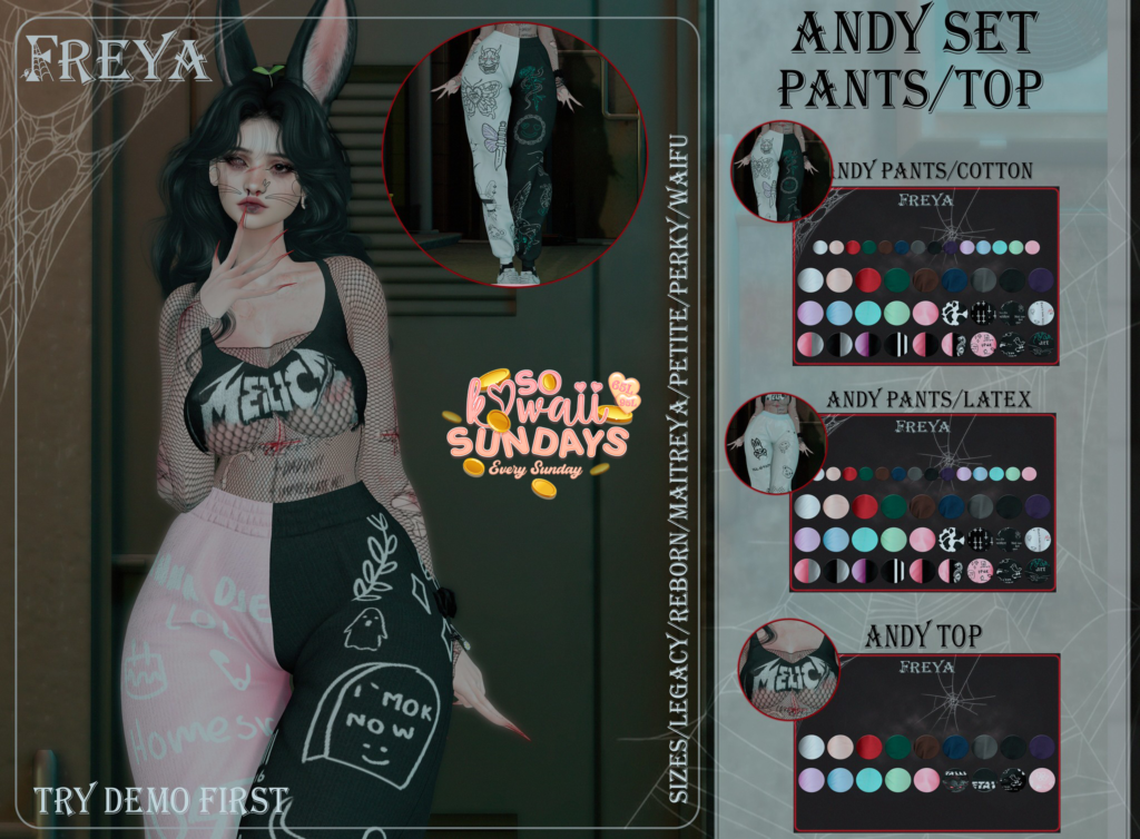 Andy Pants &amp; Top - Legacy/Maitreya/Reborn/+mods	&lt;a href=&quot;https://maps.secondlife.com/secondlife/Daisy/13/29/1168&quot; target=&quot;_blank&quot;&gt;Teleport&lt;/a&gt;