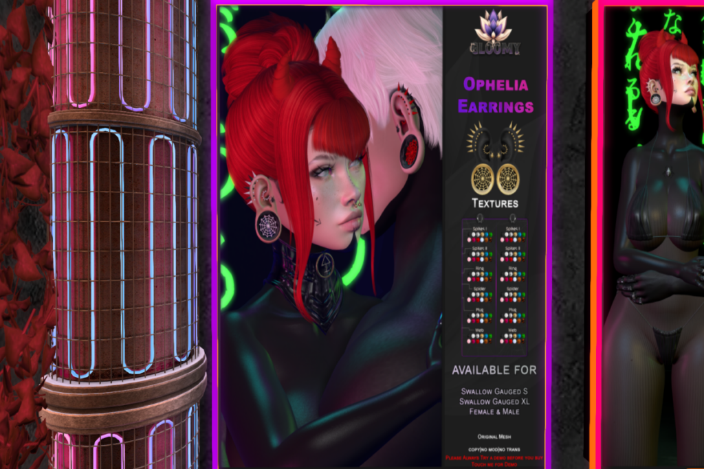 Ophelia Earrings - Swallow Gauged, L$299