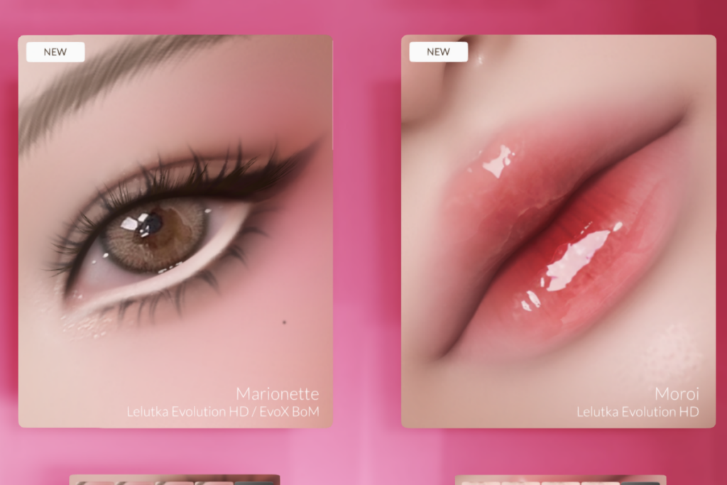 Marionette Eyeshadow - Evo X, L$298 each | Morii Lipstick - Evo X, L$298