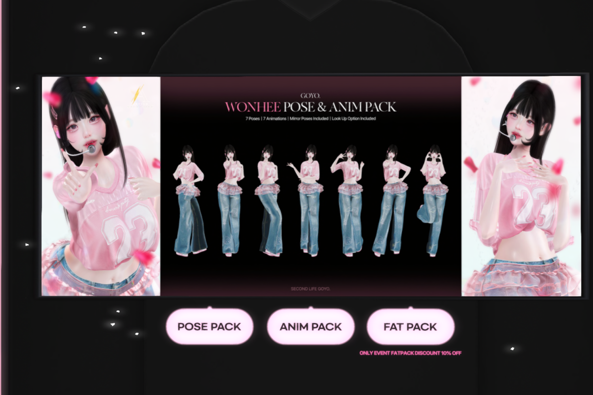 Wonhee Pose & Animation Pack, L$269-L$319 each/L$333 FP