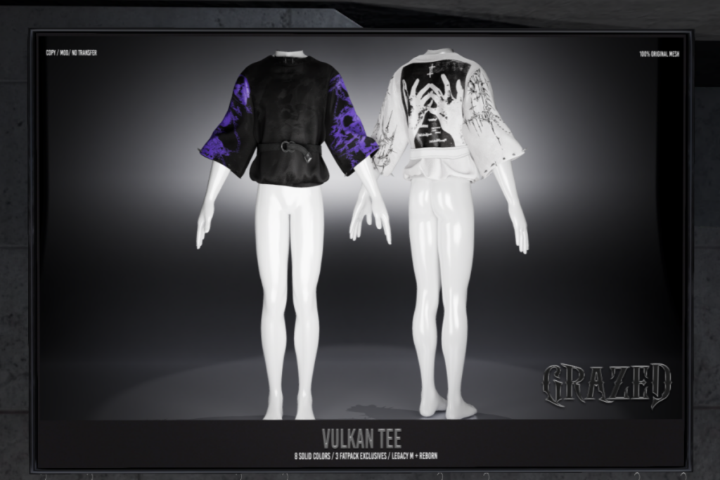 Vulkan Tee - Legacy M/Reborn, L$299 each/L$1299 FP