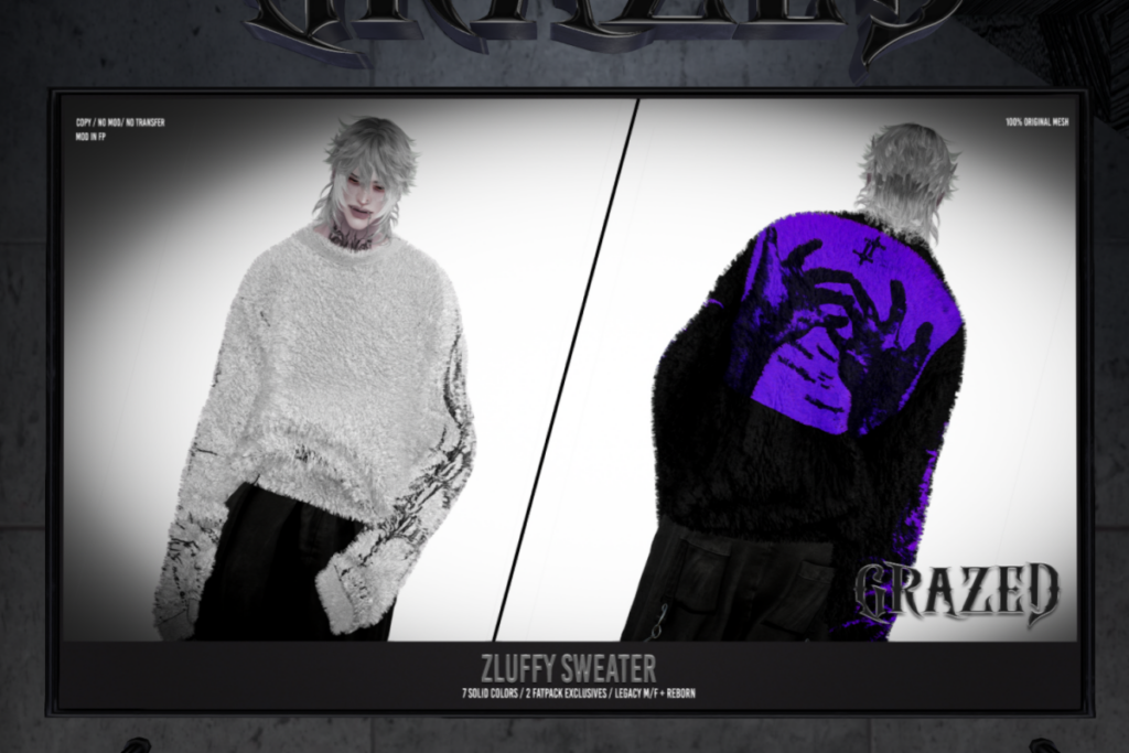 Zluffy Sweater - Legacy F+M/Reborn, L$299 each/L$1499 FP