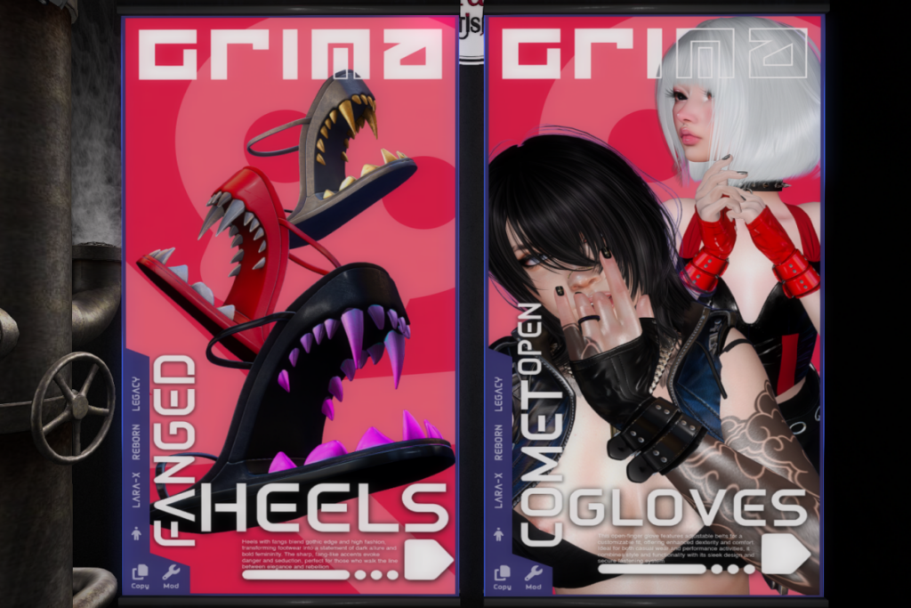 Fanged Heels - Legacy/MaitreyaX/Reborn, L$385 | Comet Open Gloves - Legacy/MaitreyaX/Reborn, L$350