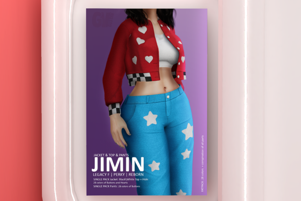 Jimin Jacket, Top and Pants - Legacy/Reborn/+mods, L$249 each/L$1350 each FP