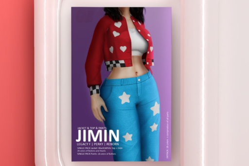 Jimin Jacket, Top and Pants - Legacy/Reborn/+mods, L$249 each/L$1350 each FP
