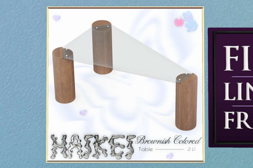 Brownish Colored Table	&lt;a href=&quot;http://maps.secondlife.com/secondlife/LoveCats/127/136/3003&quot; target=&quot;_blank&quot;&gt;Teleport&lt;/a&gt;