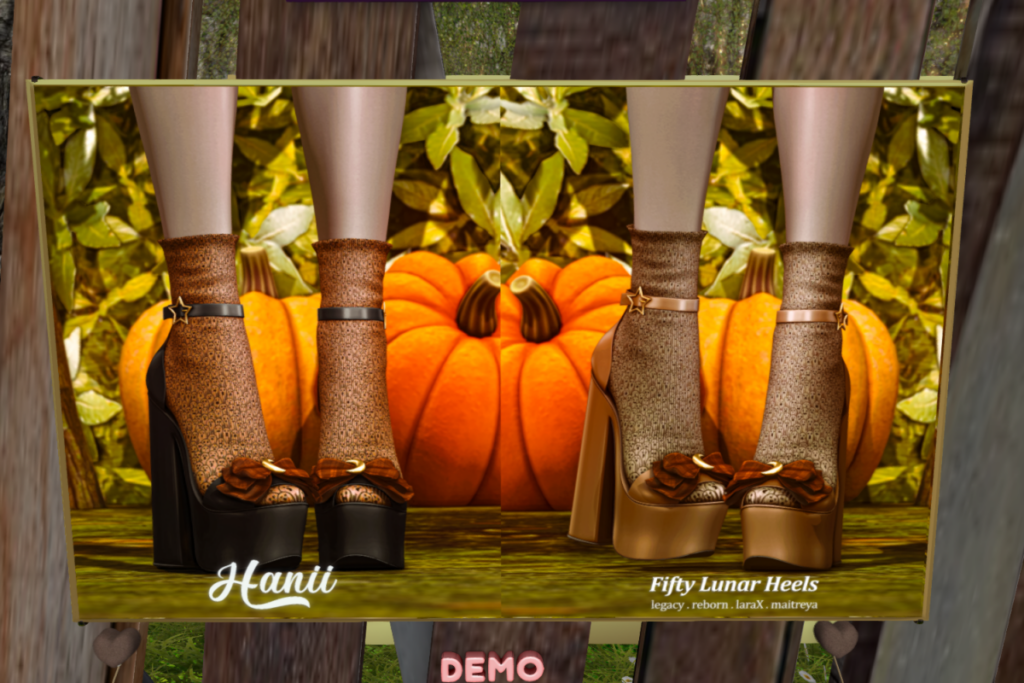 Lunar Heels - Legacy/MaitreyaX/Reborn	&lt;a href=&quot;http://maps.secondlife.com/secondlife/Sapphos%20Garden/80/123/21&quot; target=&quot;_blank&quot;&gt;Teleport&lt;/a&gt;