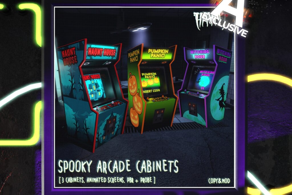 Spooky Arcade Cabinets Decor, L$299 FP
