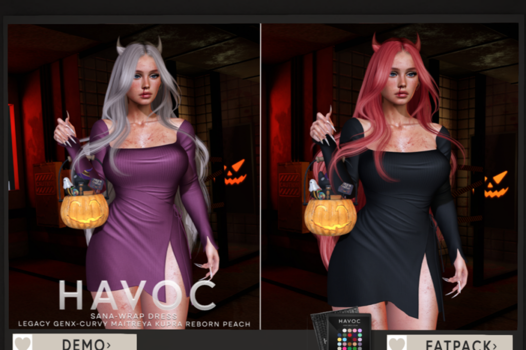 Sana-Wrap Dress - GenX Curvy/Inithium/Legacy/Maitreya/Peach/Reborn, L$249 each/L$1299 FP