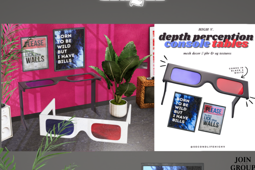 Depth Perceptions Console Tables, L$199