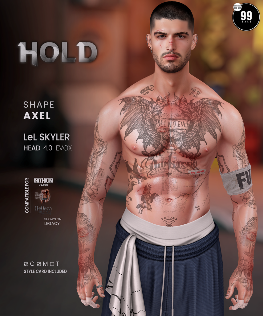 Axel Shape - EvoX Skyler/Jake/Kario/Legacy	&lt;a href=&quot;https://maps.secondlife.com/secondlife/Cherrywood/103/99/702&quot; target=&quot;_blank&quot;&gt;Teleport&lt;/a&gt;