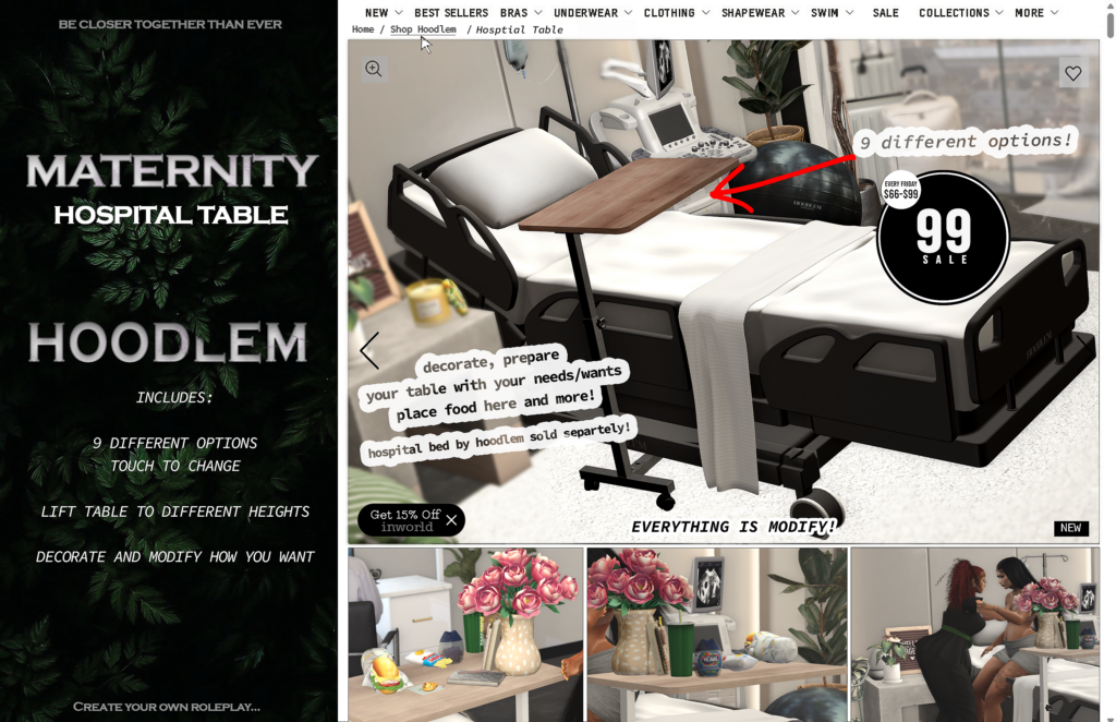 Hospital Table Decor	&lt;a href=&quot;http://maps.secondlife.com/secondlife/Lowkey/123/85/25&quot; target=&quot;_blank&quot;&gt;Teleport&lt;/a&gt;
