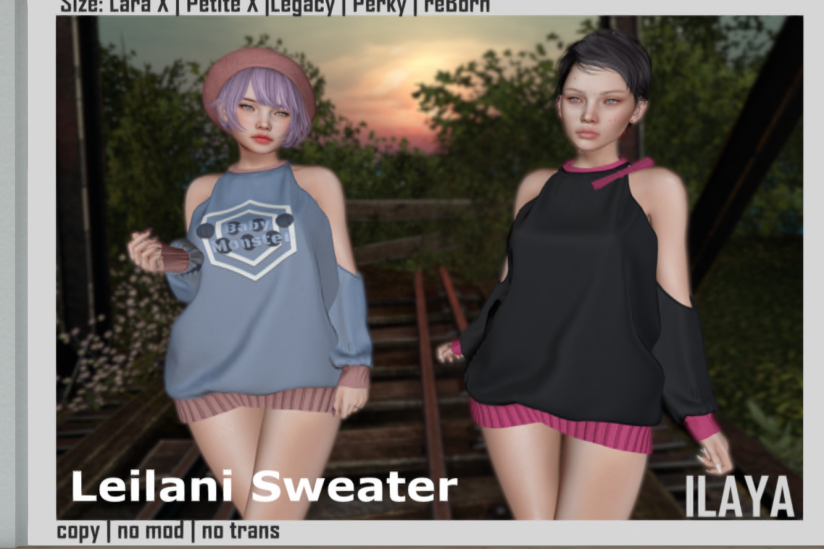 Leilani Sweater - Legacy/MaitreyaX/Reborn/+mods, L$199 each/L$999 FP