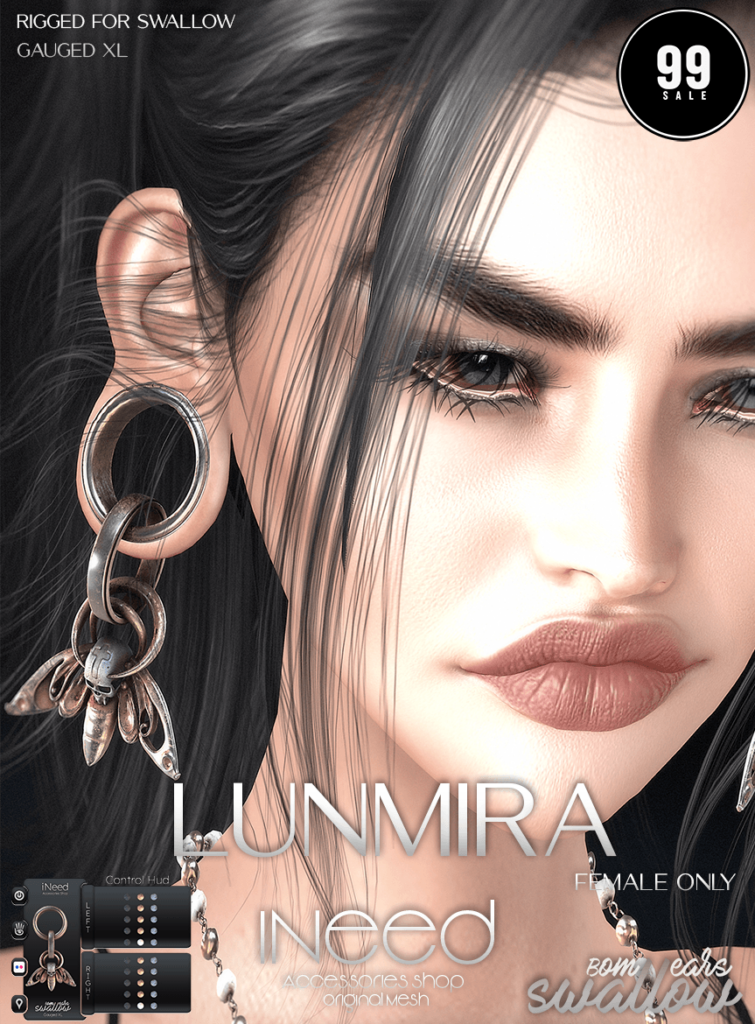 Lunmira Earrings - Swallow Gauged Ears XL F	&lt;a href=&quot;http://maps.secondlife.com/secondlife/Starfall%20Bay/193/47/29&quot; target=&quot;_blank&quot;&gt;Teleport&lt;/a&gt;
