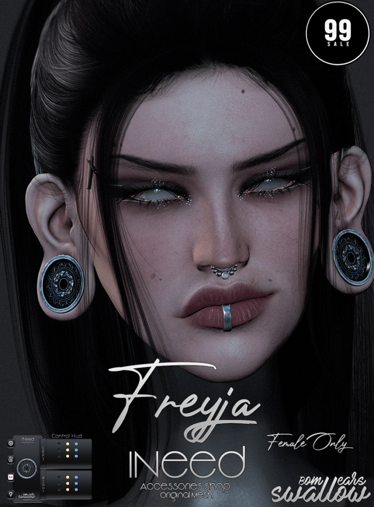 Freyja Earrings - Swallow Gauged Ears XL F	&lt;a href=&quot;http://maps.secondlife.com/secondlife/Starfall%20Bay/193/47/29&quot; target=&quot;_blank&quot;&gt;Teleport&lt;/a&gt;