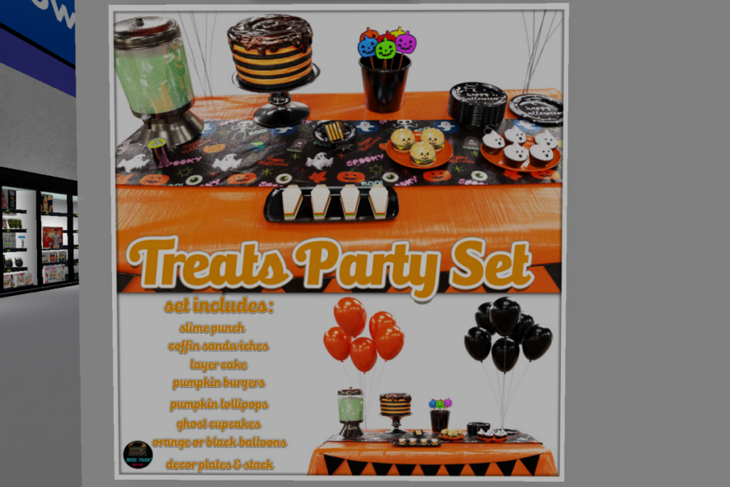 Treats Party Set	&lt;a href=&quot;http://maps.secondlife.com/secondlife/Junk%20Food/192/79/36&quot; target=&quot;_blank&quot;&gt;Teleport&lt;/a&gt;