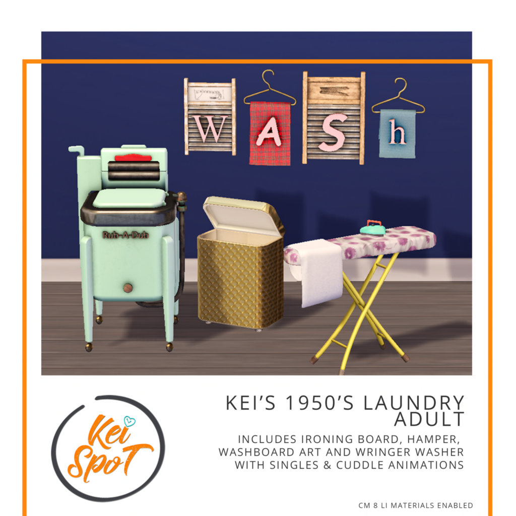 1950s Laundry Decor Set	&lt;a href=&quot;http://maps.secondlife.com/secondlife/Hardrada/90/104/3801&quot; target=&quot;_blank&quot;&gt;Teleport&lt;/a&gt;