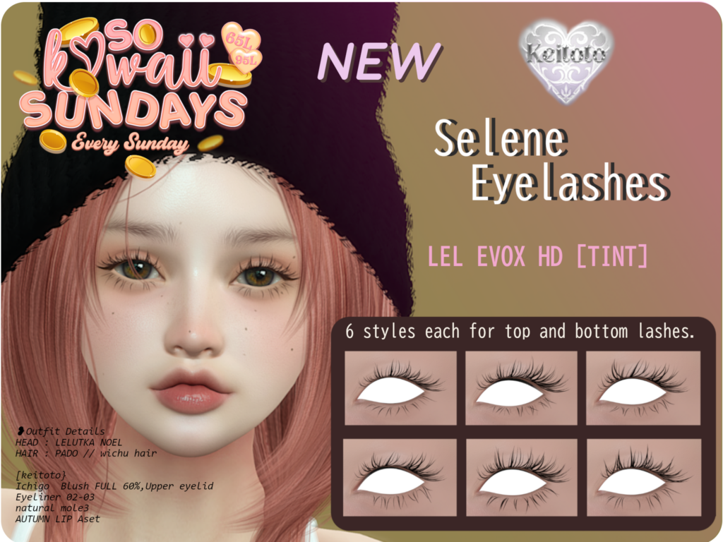 Selene Eyelashes - EvoX	&lt;a href=&quot;http://maps.secondlife.com/secondlife/Putiki%20Fold/28/157/1552&quot; target=&quot;_blank&quot;&gt;Teleport&lt;/a&gt;