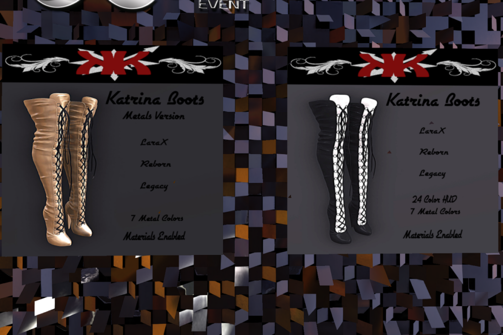 Katrina Boots - Legacy/MaitreyaX/Reborn, L$199-L$299 each