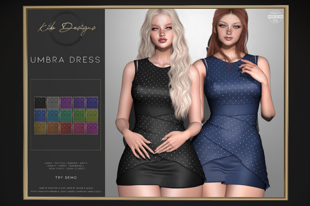 Umbra Dress - GenX/Legacy/MaitreyaX/Reborn/+mods, L$99 each/L$899 FP