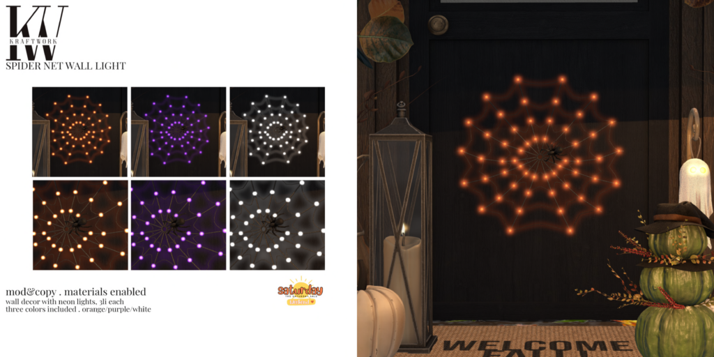 Spider Net Wall Light	&lt;a href=&quot;http://maps.secondlife.com/secondlife/KraftWork/230/122/21&quot; target=&quot;_blank&quot;&gt;Teleport&lt;/a&gt;