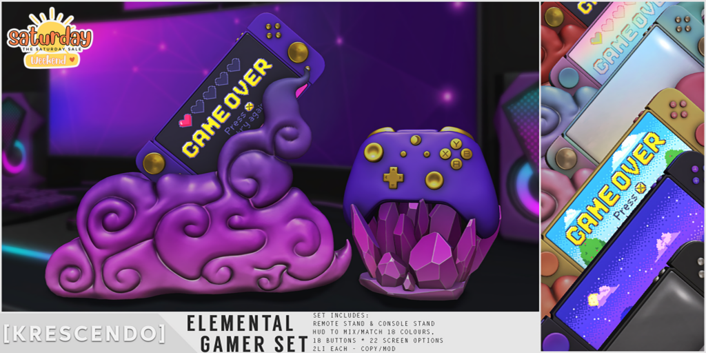 Elemental Gamer Decoration	&lt;a href=&quot;http://maps.secondlife.com/secondlife/SkyBeam%20Hideaway/199/203/4022&quot; target=&quot;_blank&quot;&gt;Teleport&lt;/a&gt;
