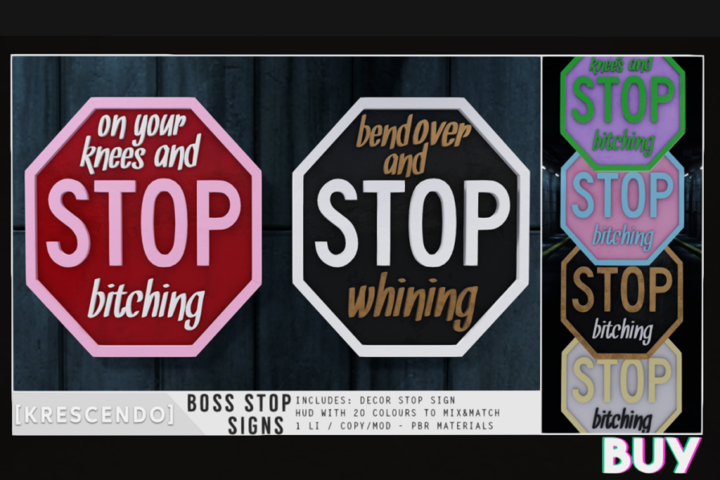 Boss Stop Signs, L$299